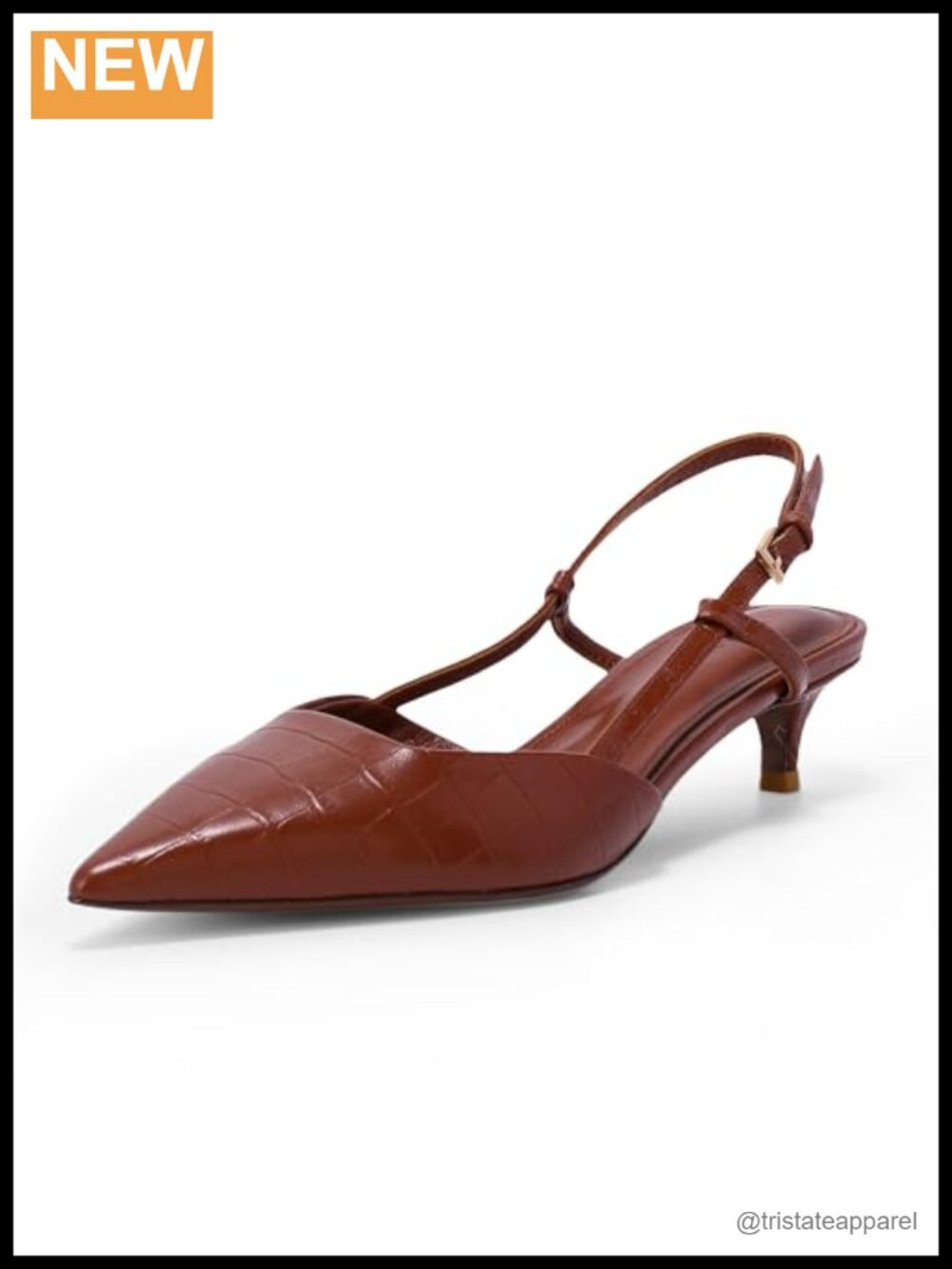 Women's Genuine Leather Slingback Kitten Heel Pumps